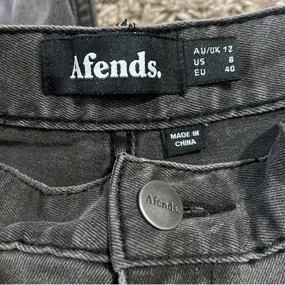 Afends Faded Black Distressed Skinny Stretch Jeans Size 8 - Picture 6 of 7